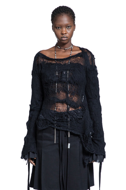 Cilia Off-Shoulder Sweater in Ripped Sheer Knit