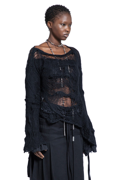 Cilia Off-Shoulder Sweater in Ripped Sheer Knit