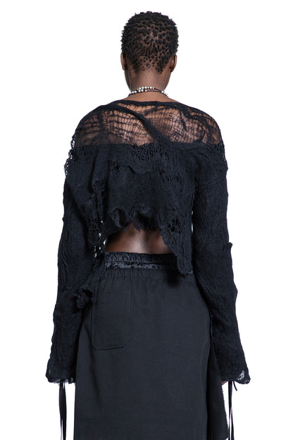 Cilia Off-Shoulder Sweater in Ripped Sheer Knit