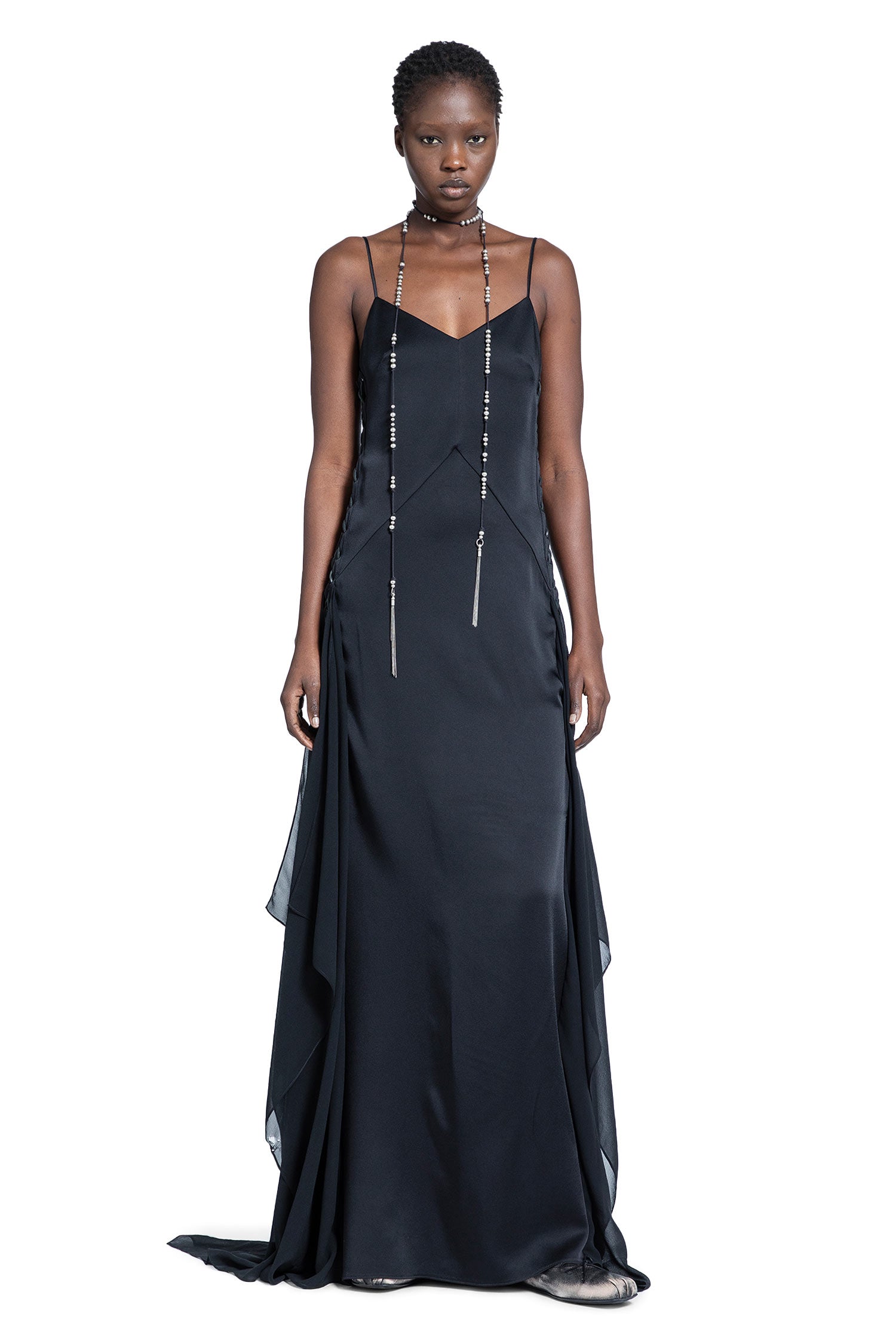 Ottilie Long Dress in Cady Satin