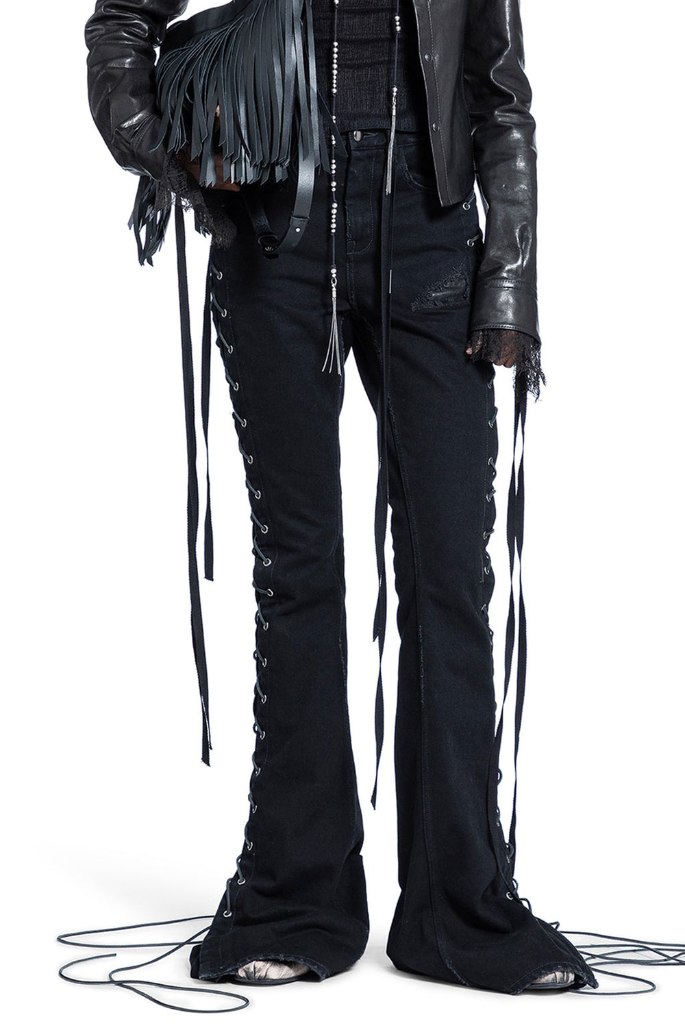 ANN DEMEULEMEESTER Treze Lace-Up Bootcut Jeans woman