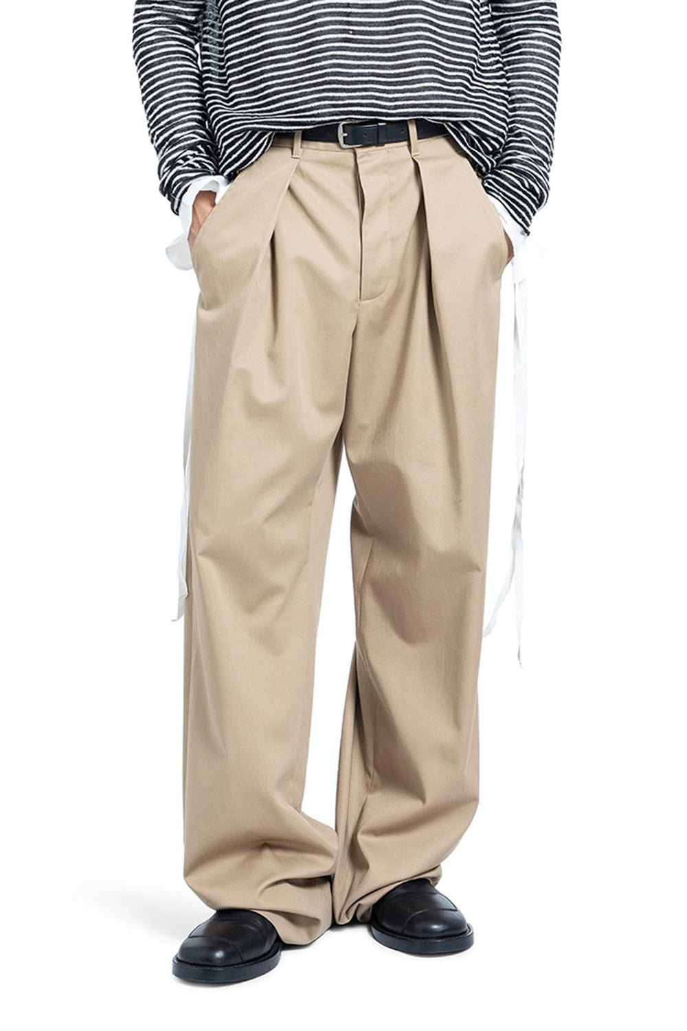 ANN DEMEULEMEESTER Botel Wide Leg Pleated Trousers man