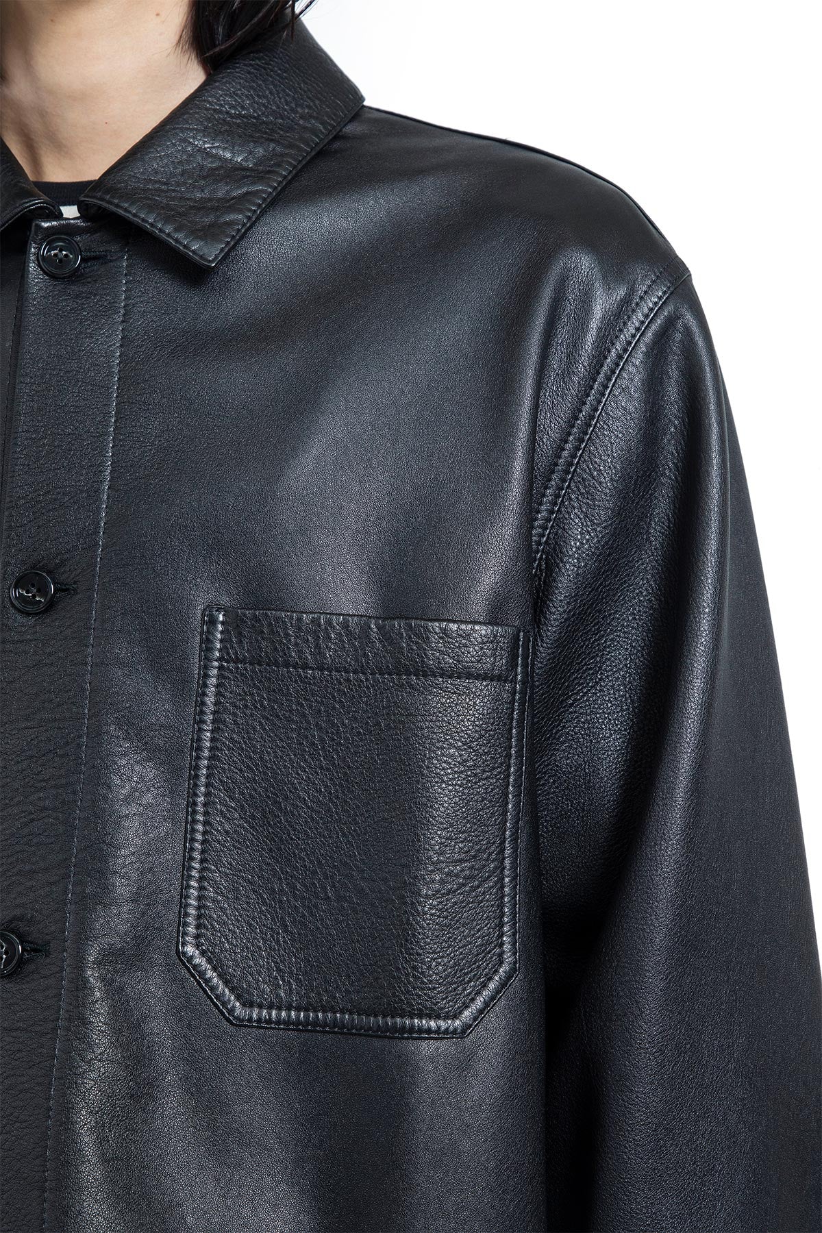Juel Boxy overshirt in Leather