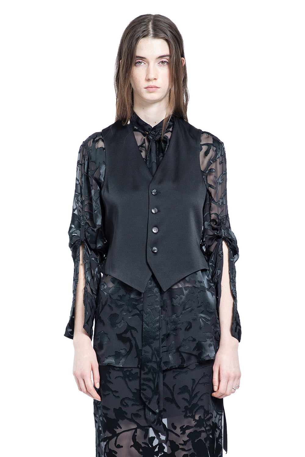 ANN DEMEULEMEESTER Dien Standard Collar Long Shirt with Foulard woman