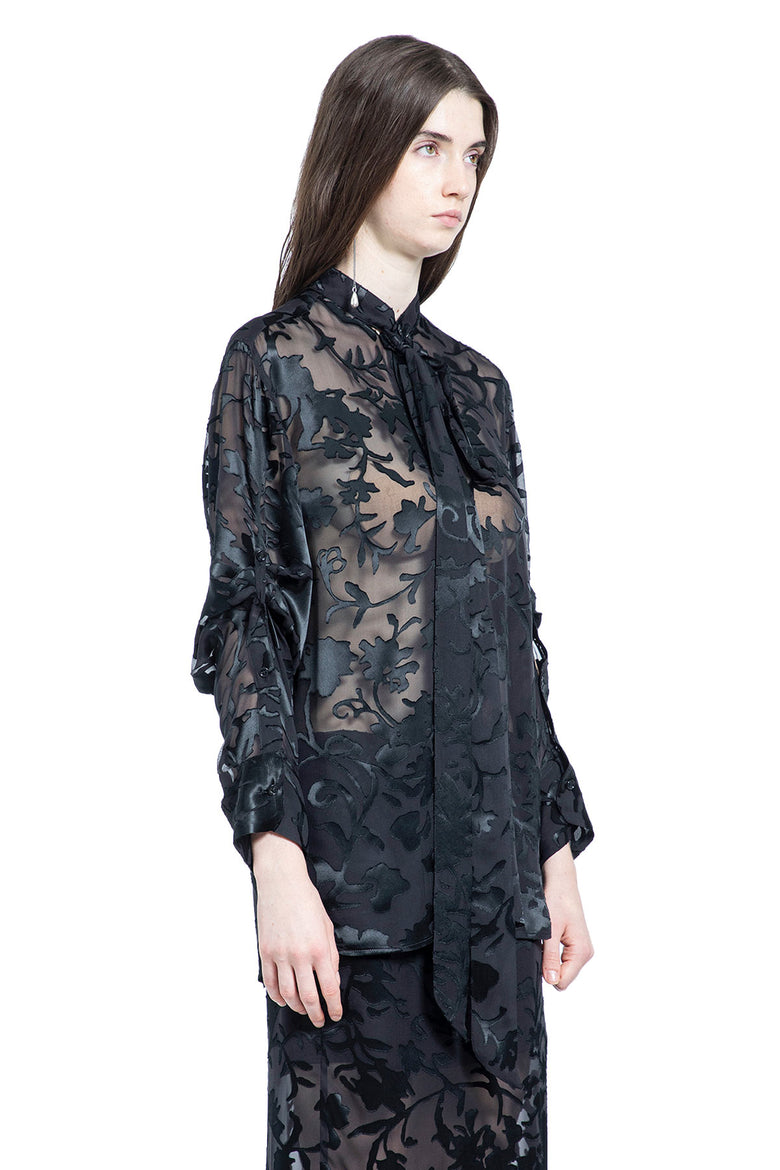 Dien Standard Collar Long Shirt with Foulard