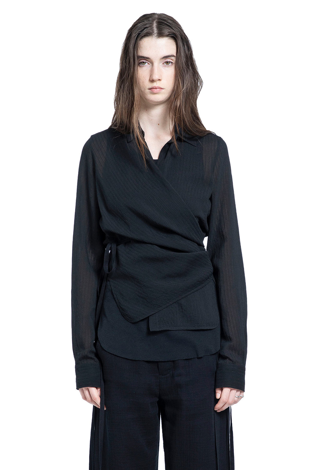 ANN DEMEULEMEESTER Alba Asymmetric Wrap Shirt woman