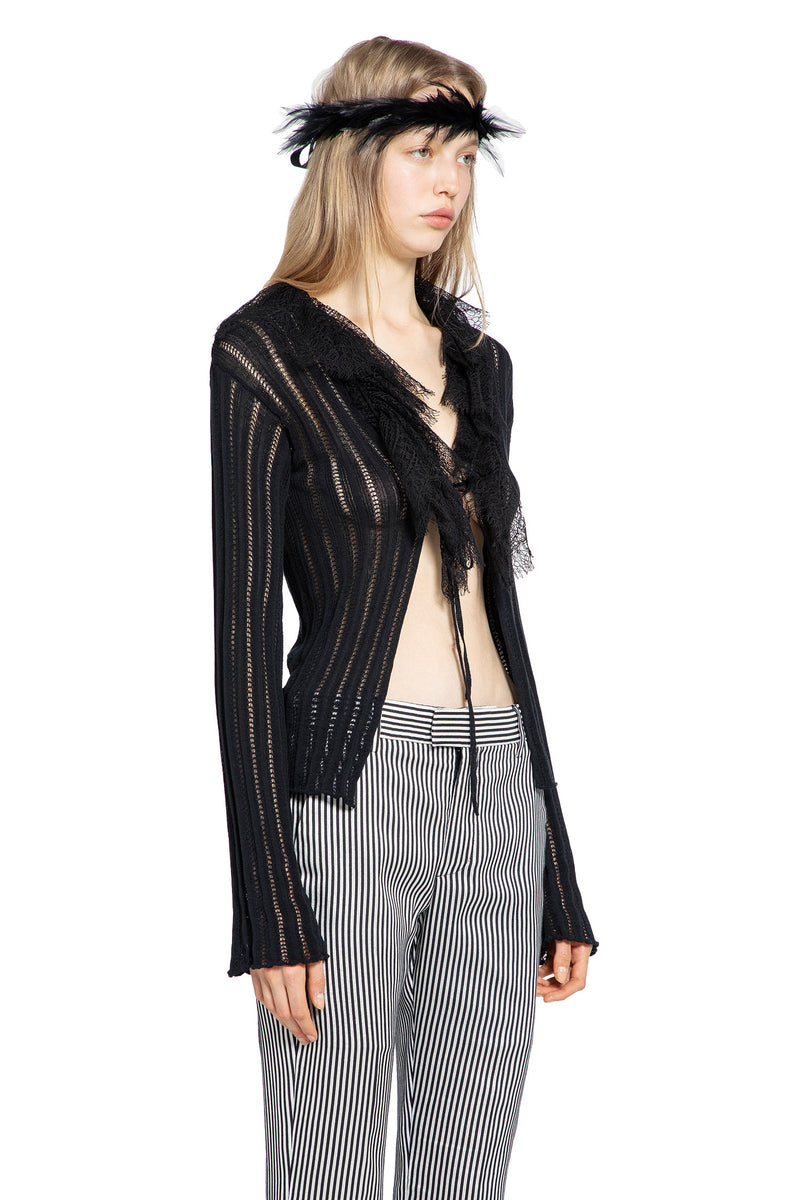 ANN DEMEULEMEESTER Nya Pointelle Knit Cropped Cardigan woman