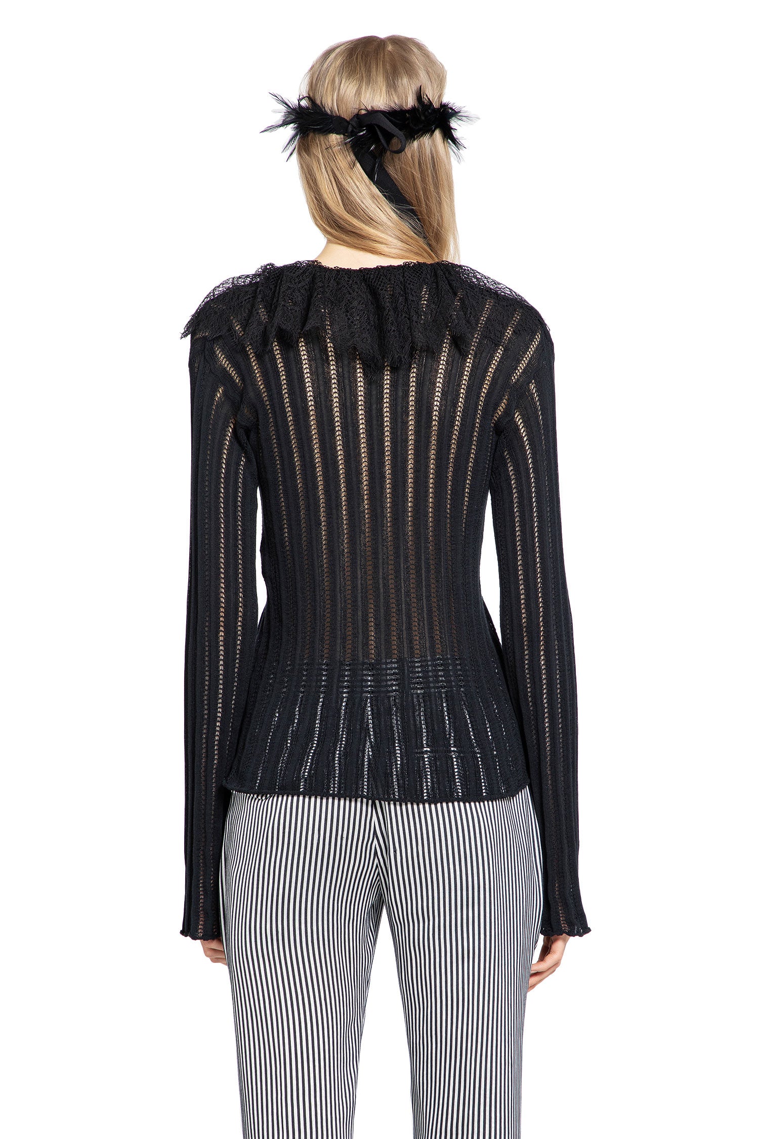 ANN DEMEULEMEESTER Nya Pointelle Knit Cropped Cardigan woman