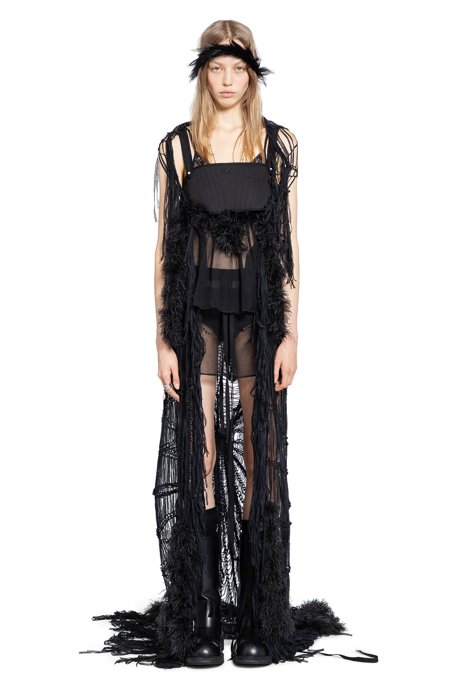 Ildi Crochet Scarf with Feathered Fringes