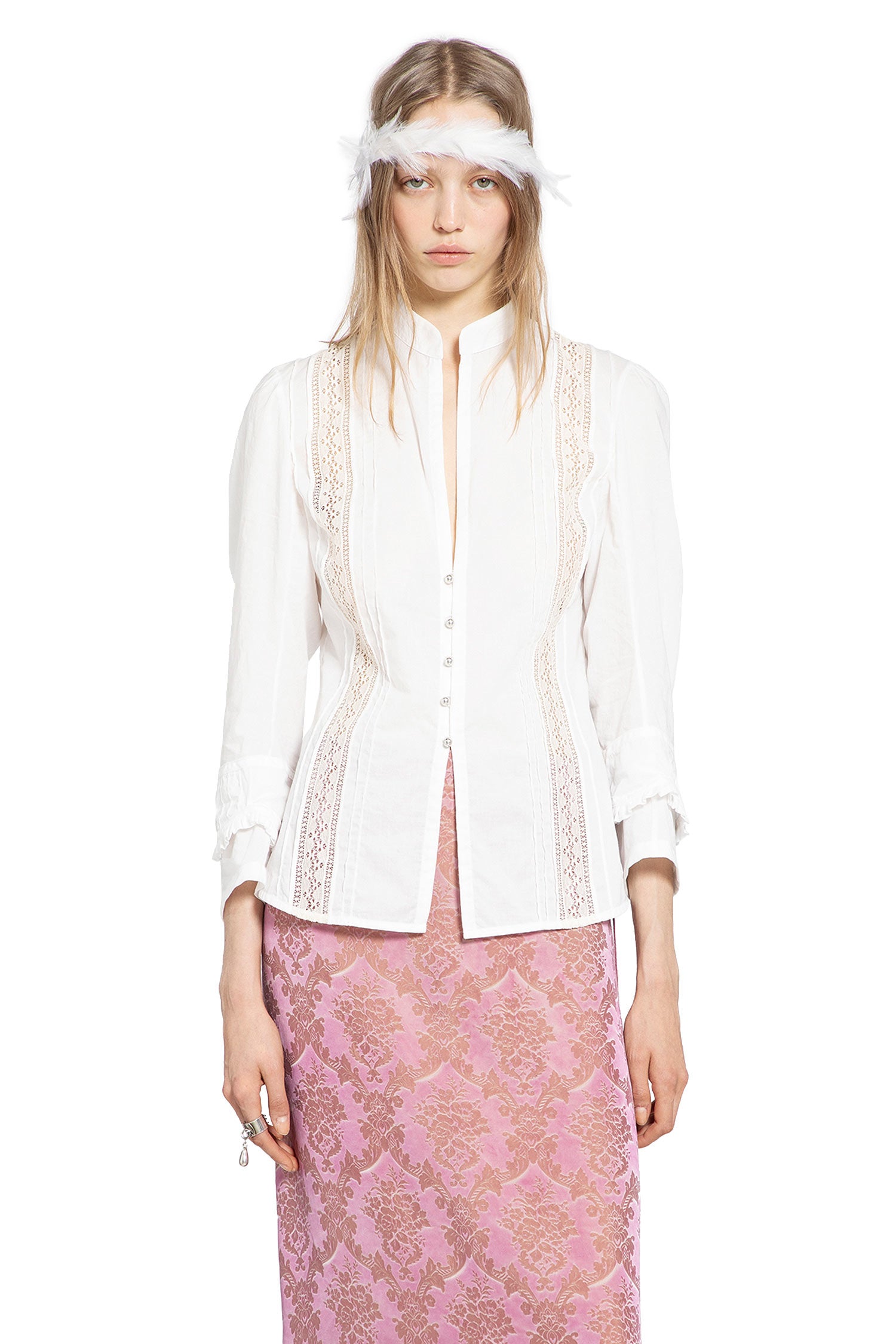 Lidy Open Front Shirt with Lace Ribbons