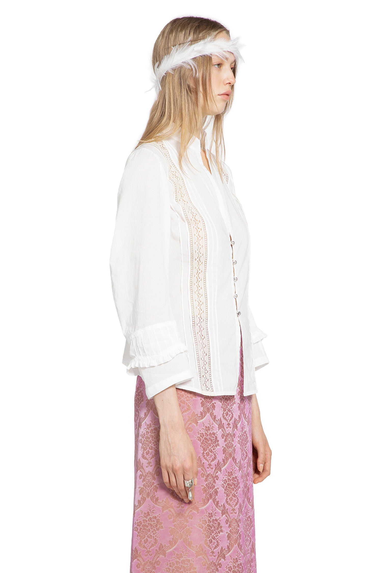 Lidy Open Front Shirt with Lace Ribbons