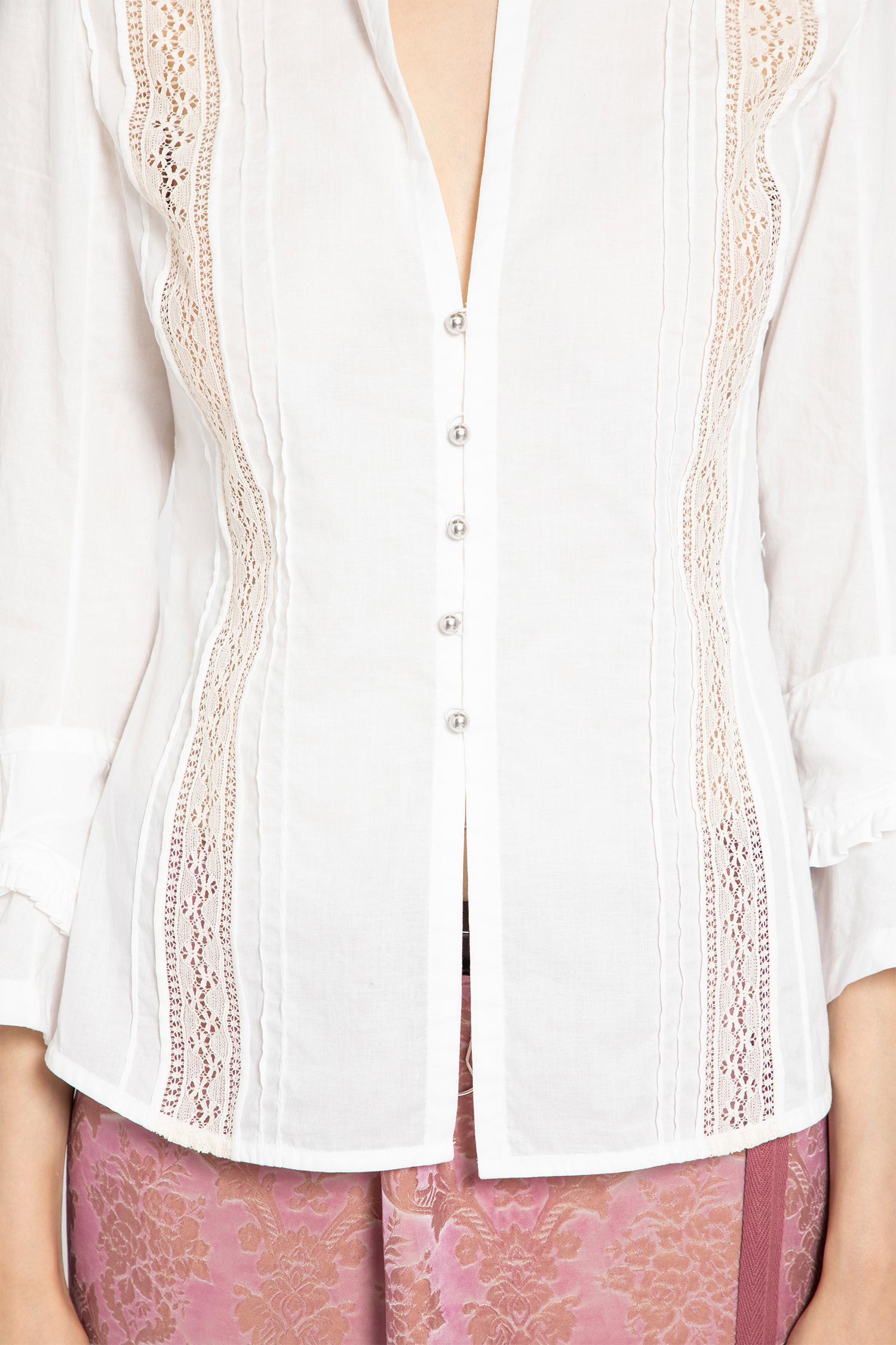 Lidy Open Front Shirt with Lace Ribbons