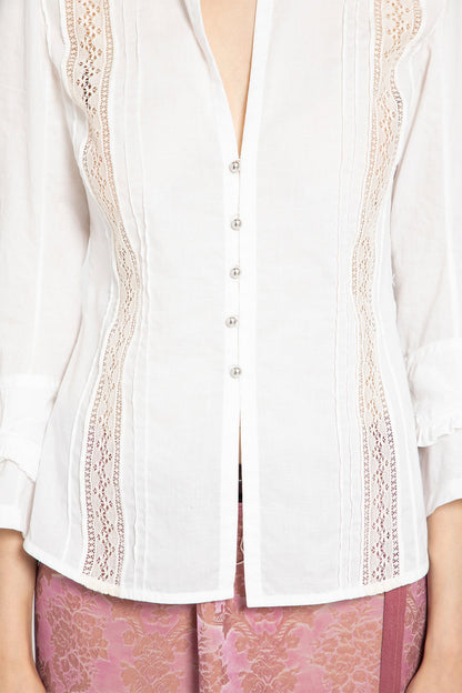 Lidy Open Front Shirt with Lace Ribbons