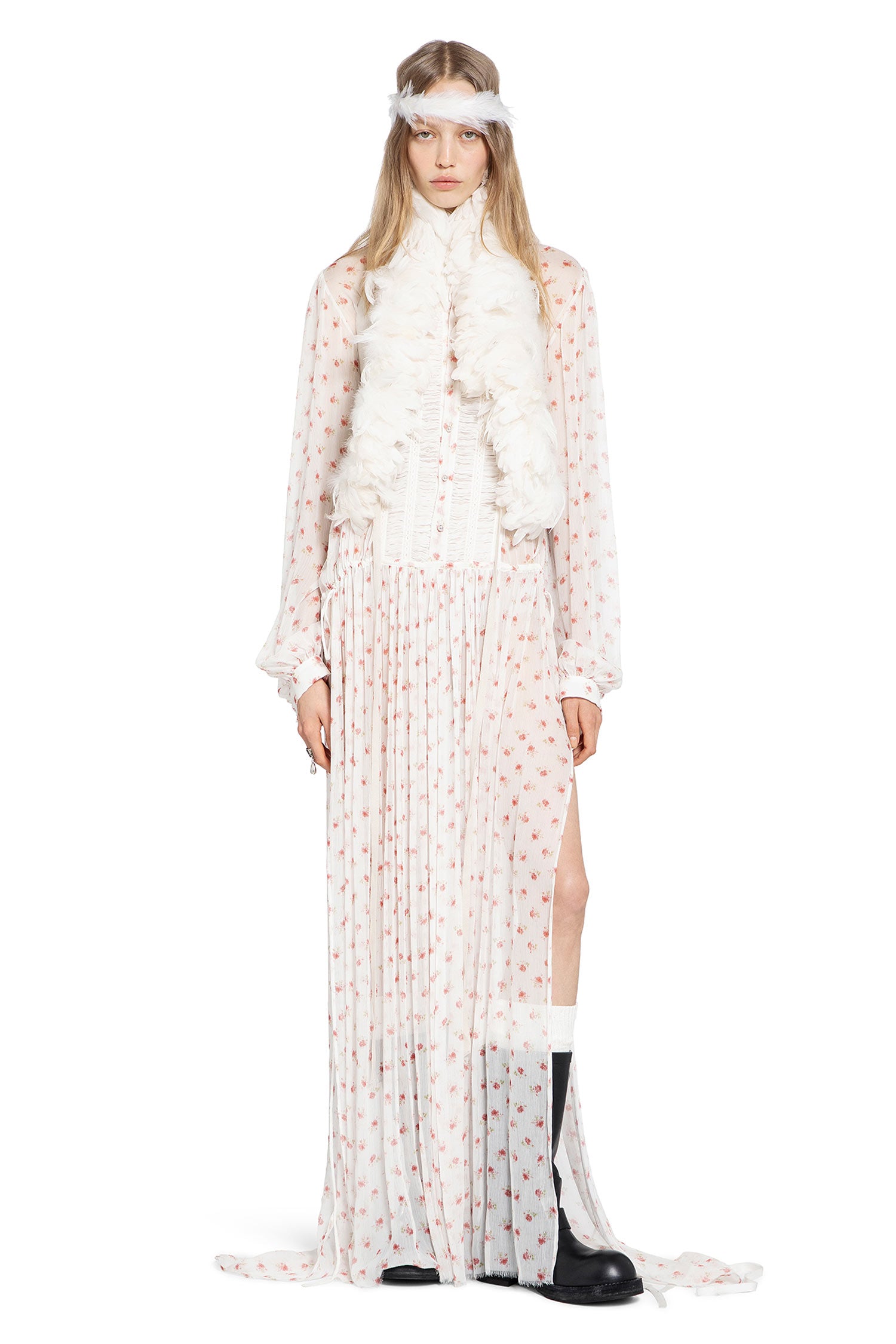 Idje Open Waistcoat with Feathers