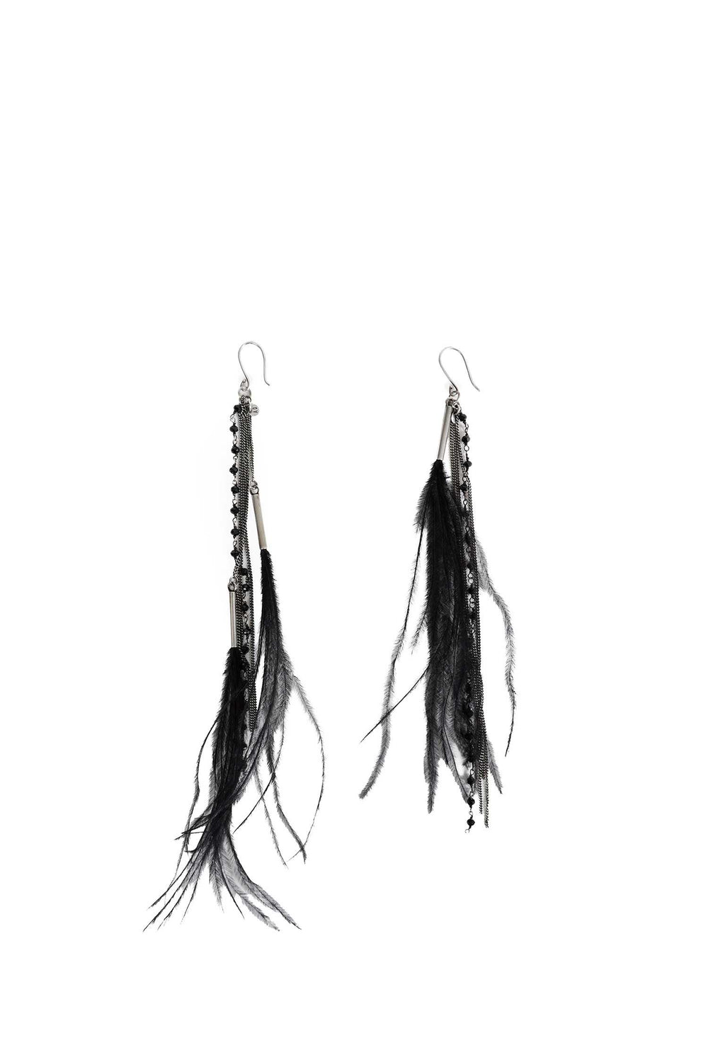 ANN DEMEULEMEESTER Goia Earrings with Chains and Feathers woman