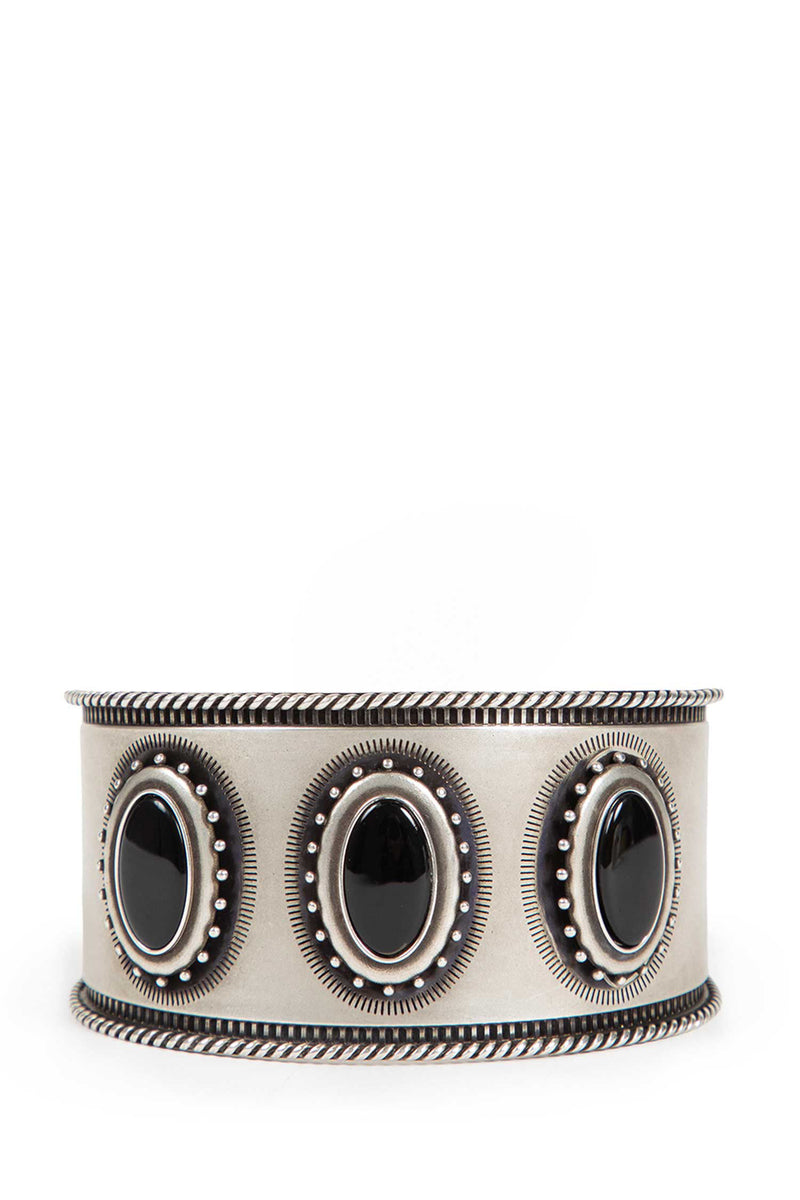 Luba Small Cabochon Engraved Cuff Bracelet