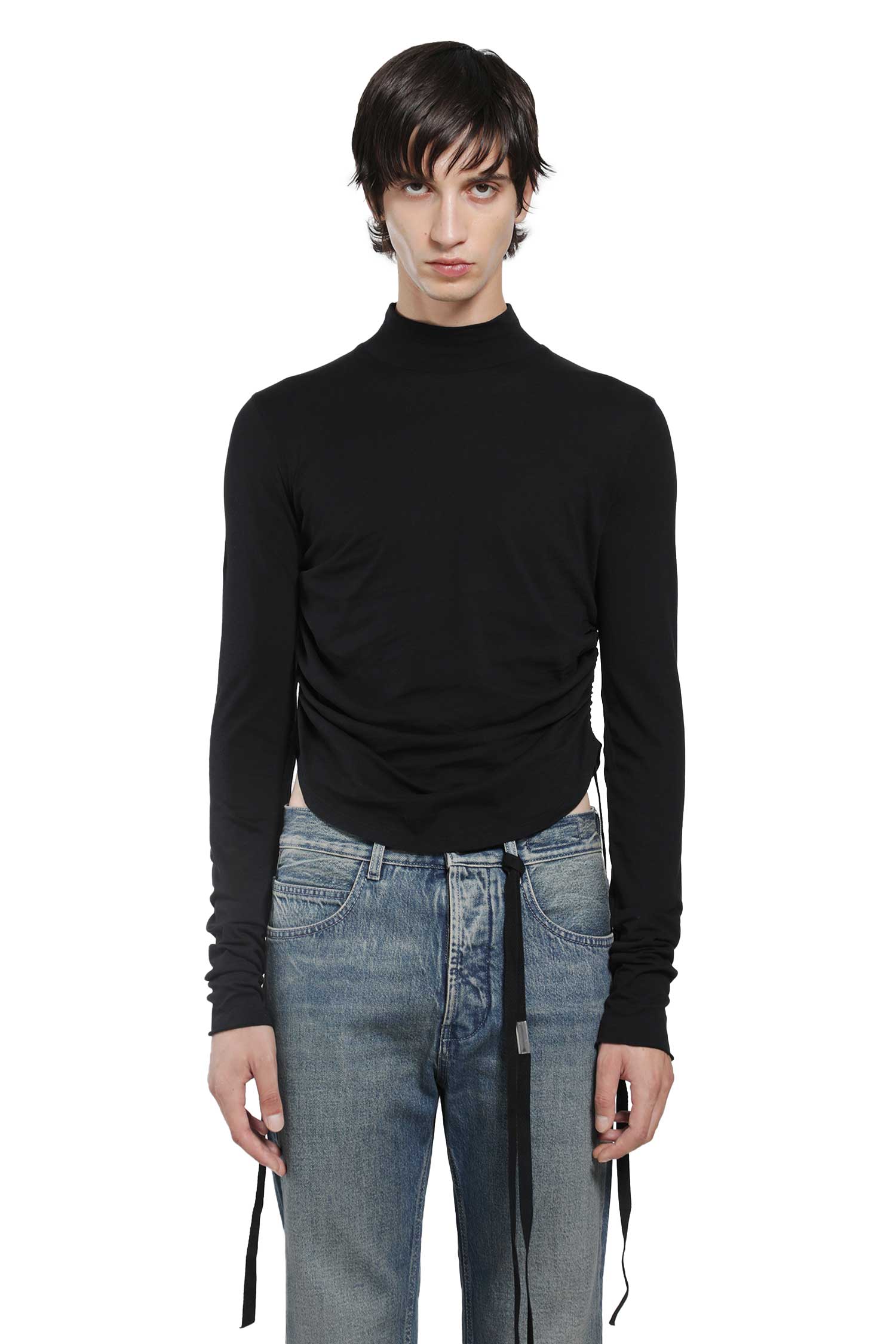 Lenart Wrinkled Mock Neck Top