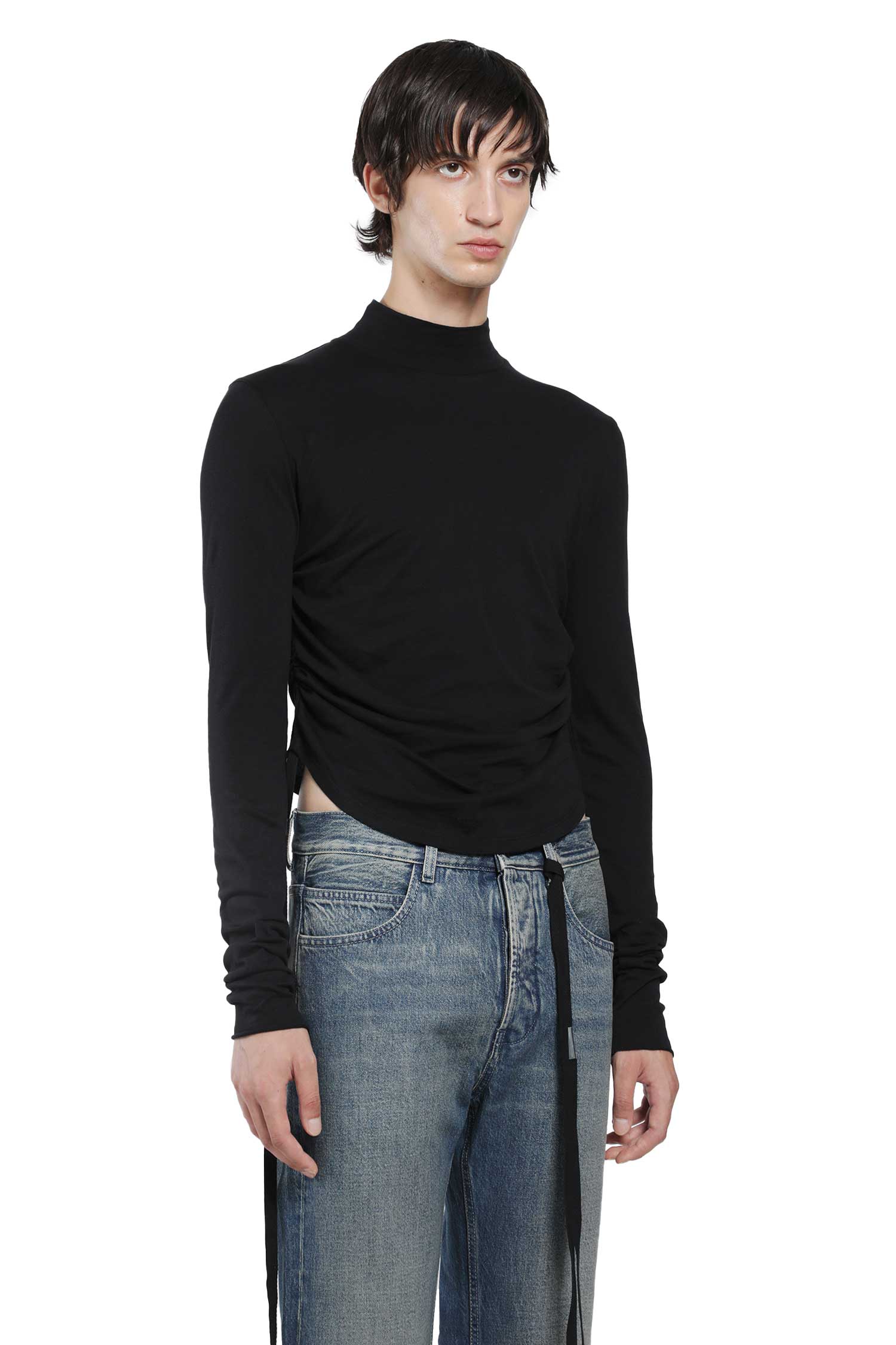ANN DEMEULEMEESTER Lenart Wrinkled Mock Neck Top man