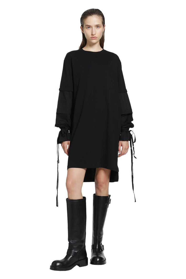 ANN DEMEULEMEESTER Lucina T-Shirt Dress with Light Cotton Sleeves woman