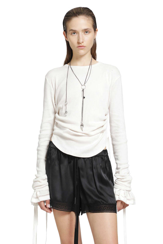 Dot Wrinkled Long Sleve Top