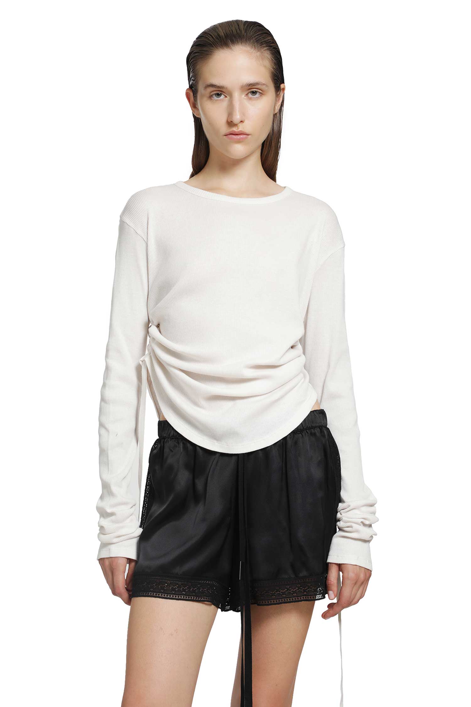 Dot Wrinkled Long Sleve Top
