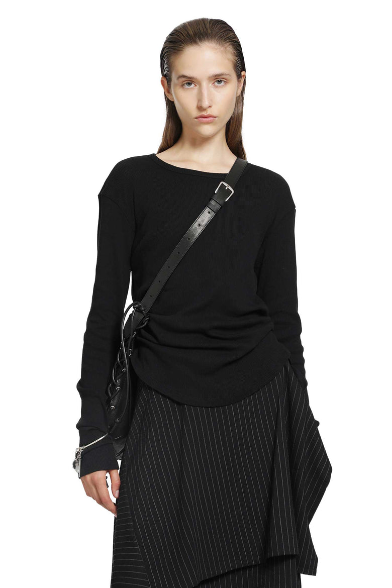 ANN DEMEULEMEESTER Dot Wrinkled Cropped Long Sleeves Top woman
