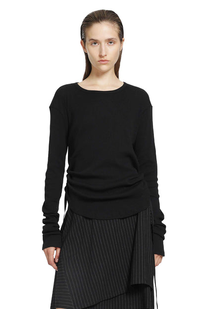 Dot Wrinkled Cropped Long Sleeves Top