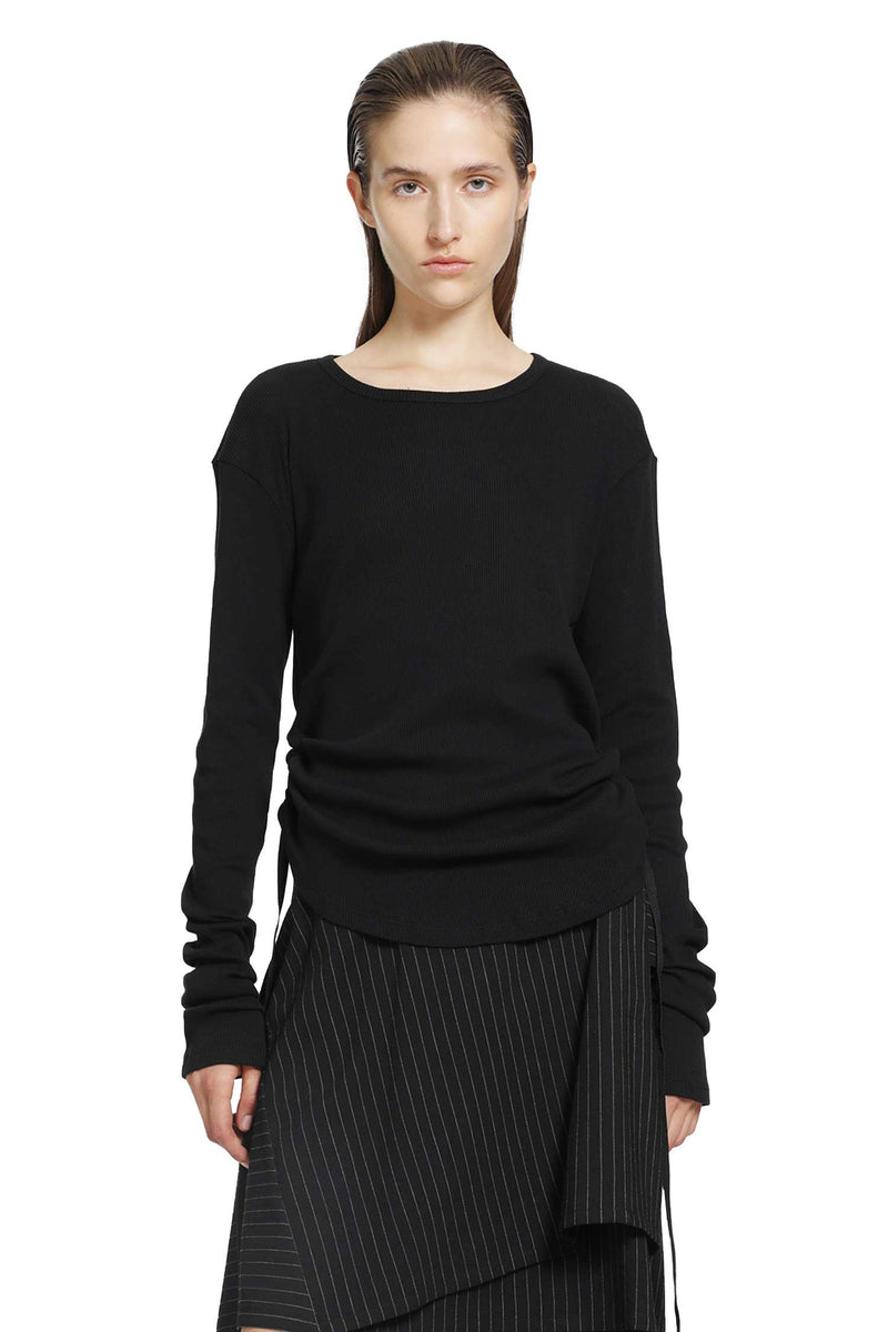 ANN DEMEULEMEESTER Dot Wrinkled Cropped Long Sleeves Top woman