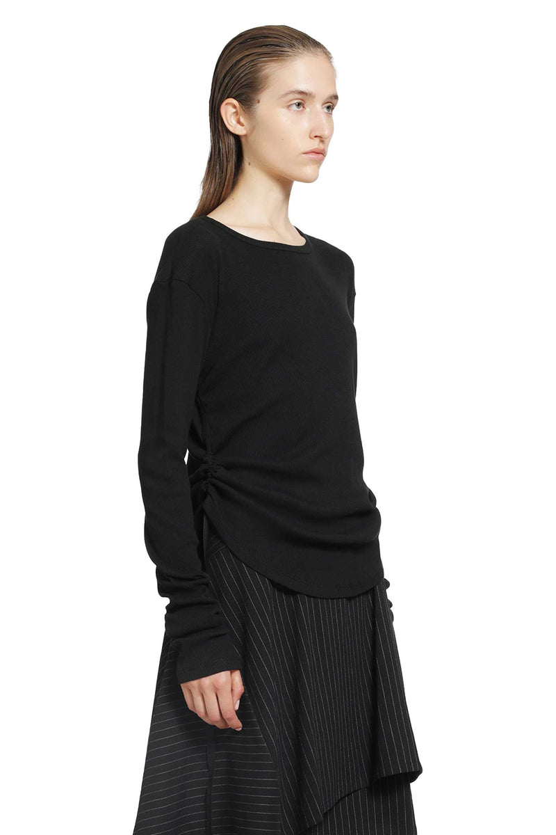 ANN DEMEULEMEESTER Dot Wrinkled Cropped Long Sleeves Top woman