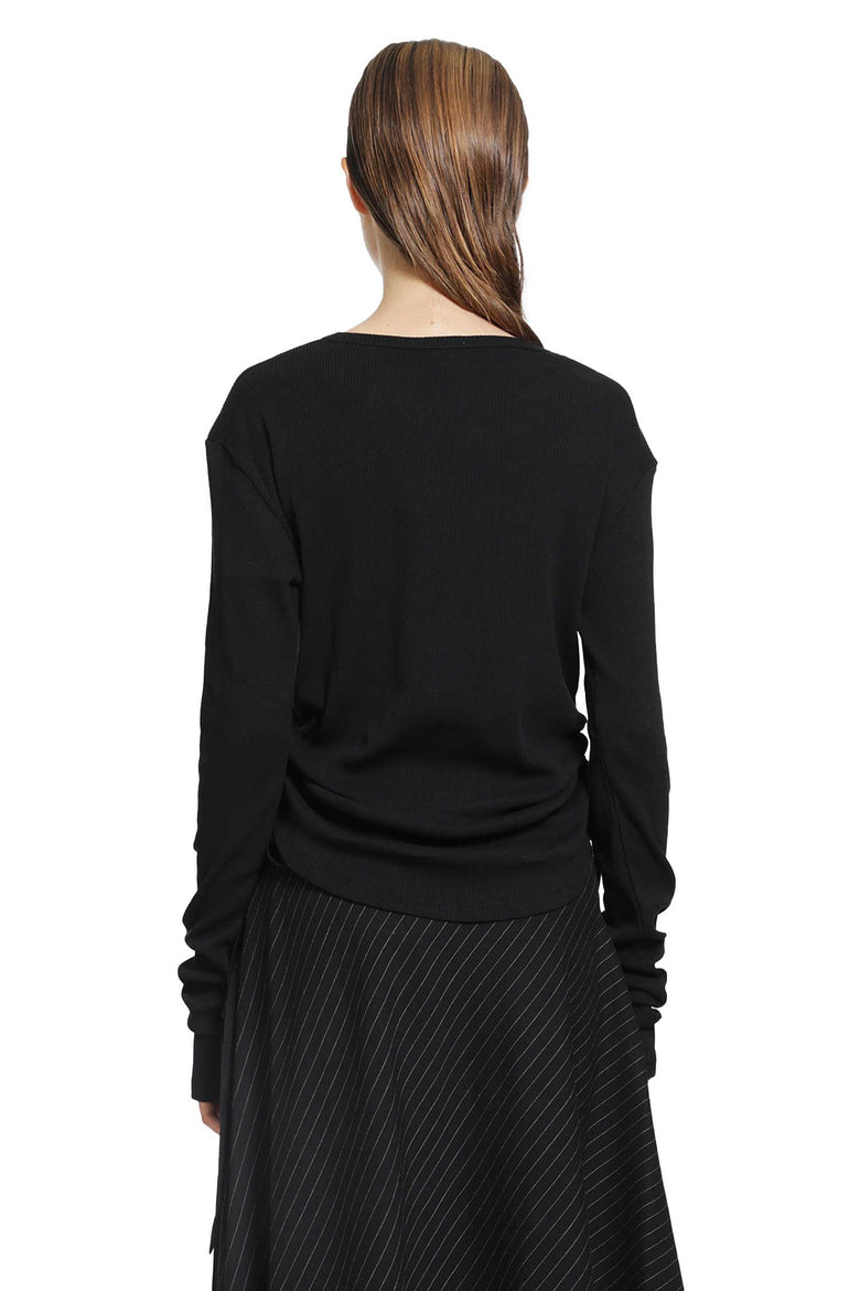 ANN DEMEULEMEESTER Dot Wrinkled Cropped Long Sleeves Top woman