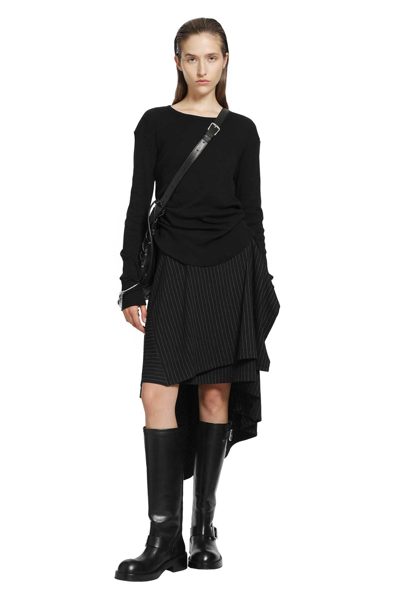 ANN DEMEULEMEESTER Dot Wrinkled Cropped Long Sleeves Top woman