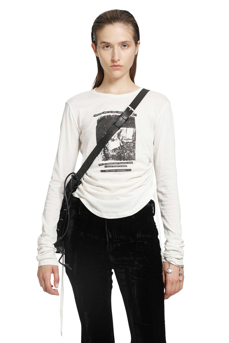 ANN DEMEULEMEESTER Dot Wrinkled Cropped Long Sleeve Top woman