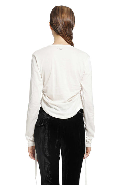 Dot Wrinkled Cropped Long Sleeve Top