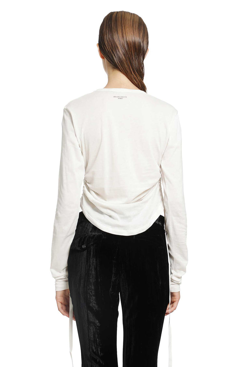 ANN DEMEULEMEESTER Dot Wrinkled Cropped Long Sleeve Top woman