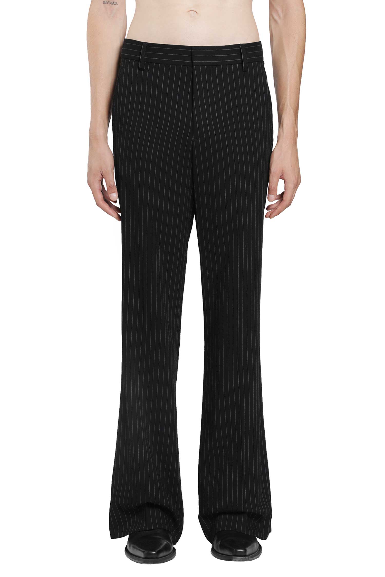 ANN DEMEULEMEESTER Stefan Chalk Stripe Flared Trousers man