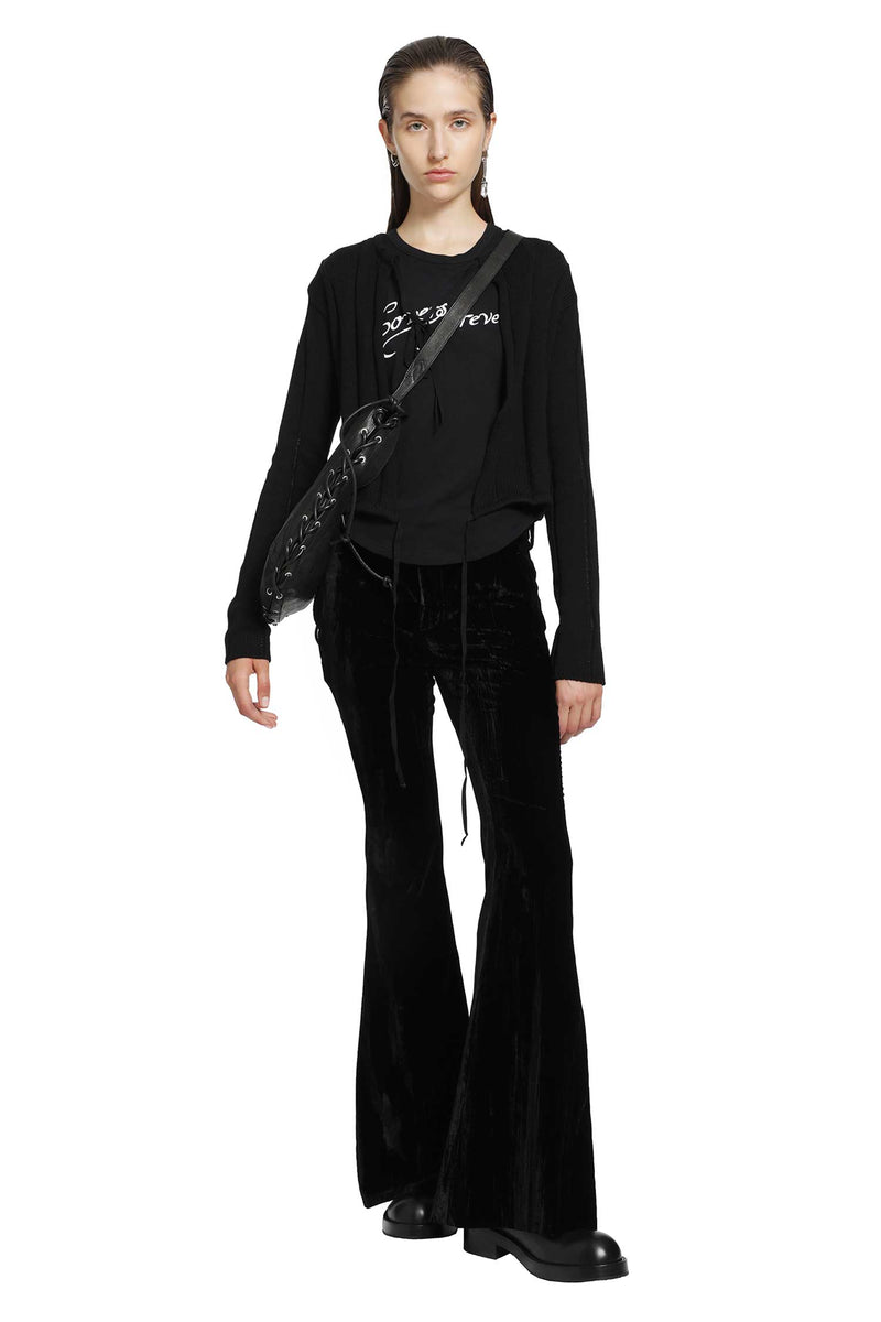 ANN DEMEULEMEESTER Adri Bootcut Trousers in Froissé Velvet woman