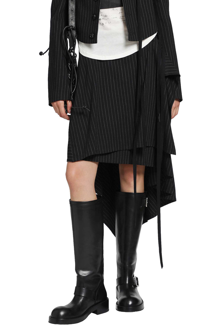 ANN DEMEULEMEESTER Birit Wrap Skirt in Striped Viscose Twill woman