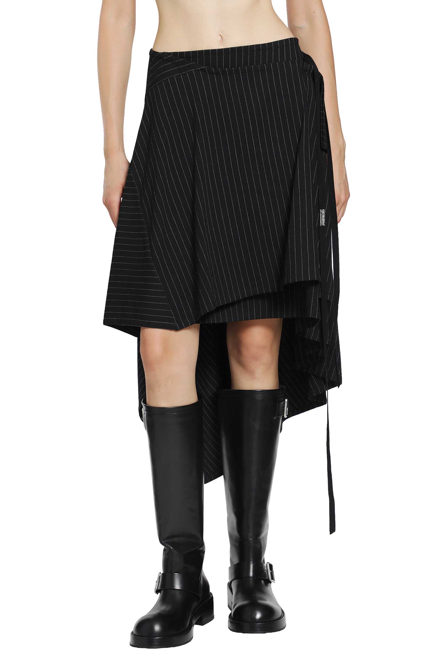 Birit Wrap Skirt in Striped Viscose Twill