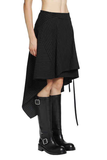 Birit Wrap Skirt in Striped Viscose Twill