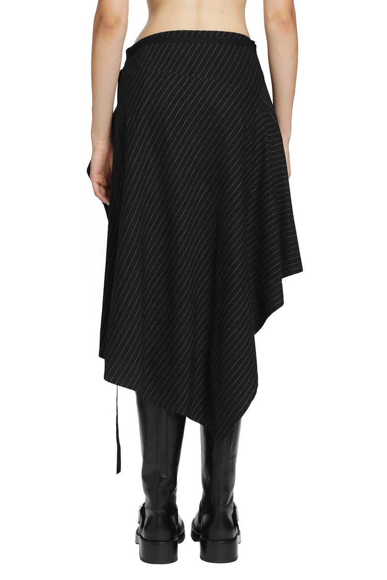 ANN DEMEULEMEESTER Birit Wrap Skirt in Striped Viscose Twill woman