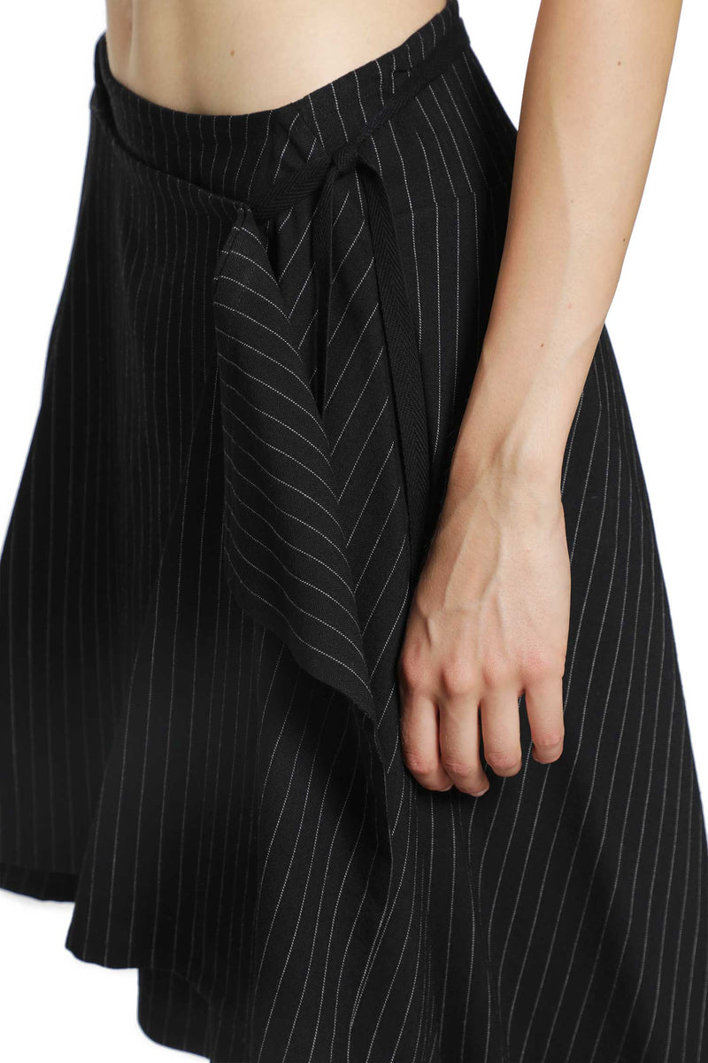 ANN DEMEULEMEESTER Birit Wrap Skirt in Striped Viscose Twill woman