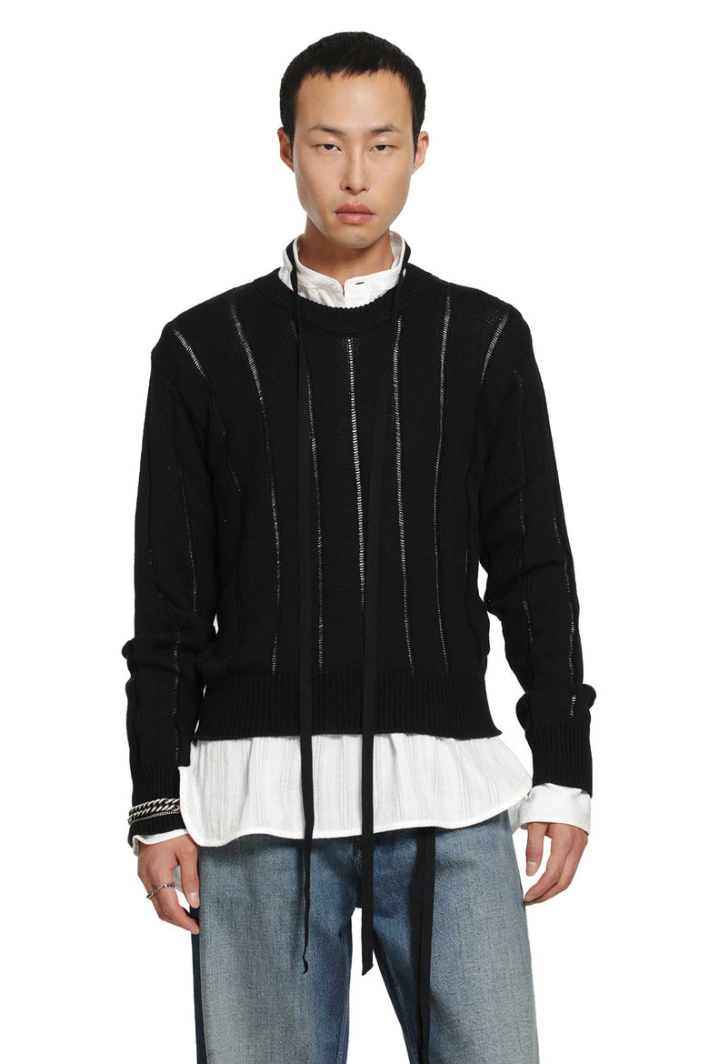 ANN DEMEULEMEESTER Rikki Brushed Rib Crewneck Sweater man
