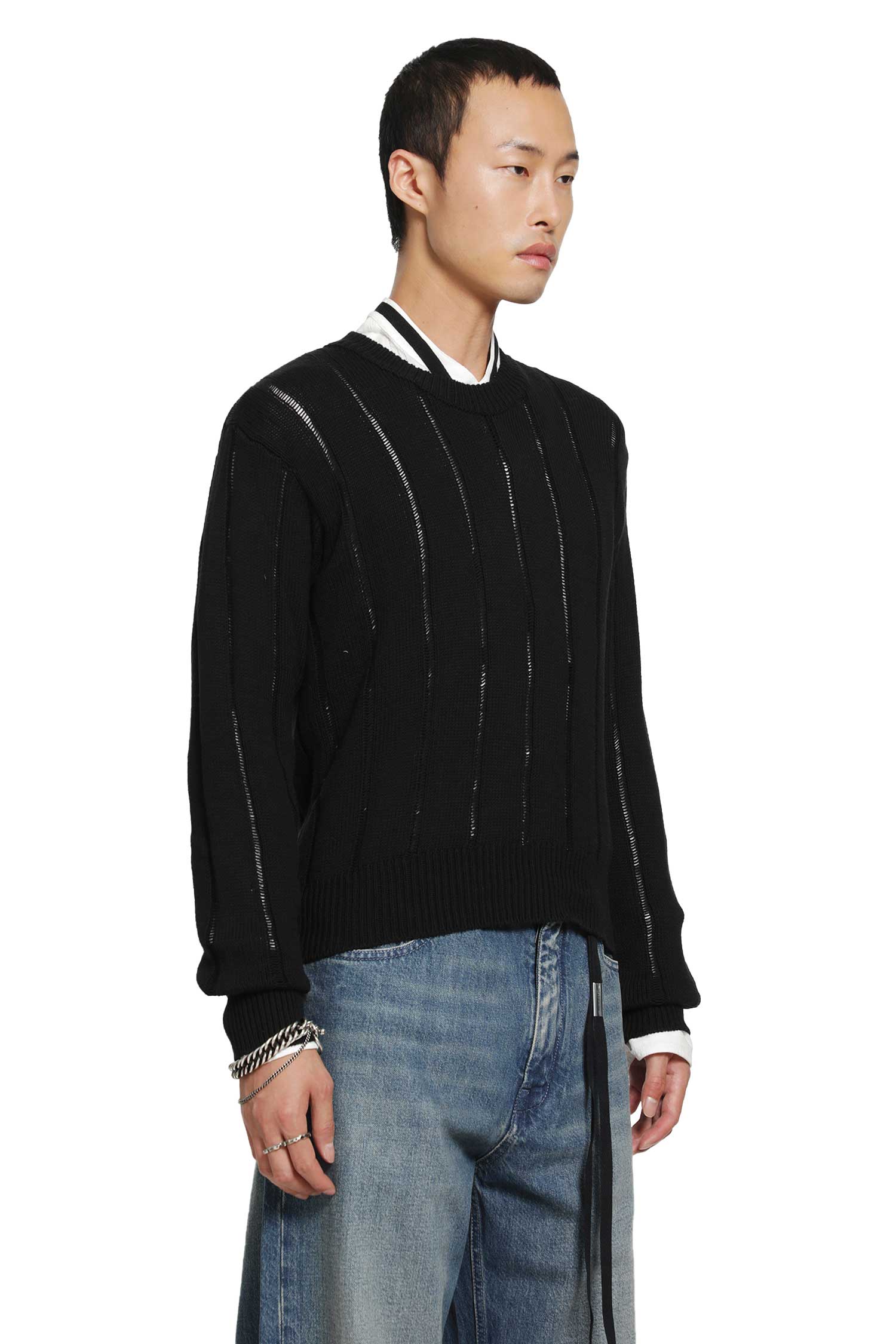 ANN DEMEULEMEESTER Rikki Brushed Rib Crewneck Sweater man