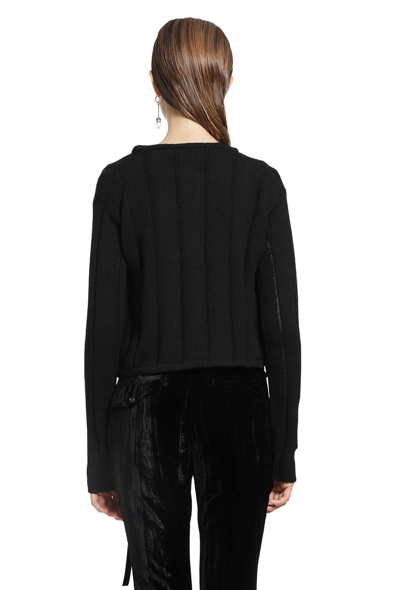 ANN DEMEULEMEESTER Jacklin Brushed Rib Cropped Cardigan woman