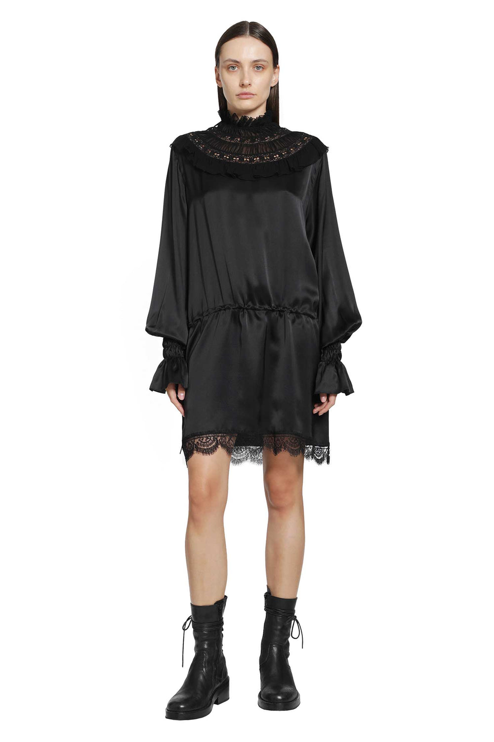 ANN DEMEULEMEESTER Armida Ruffle Collar Mini Dress woman