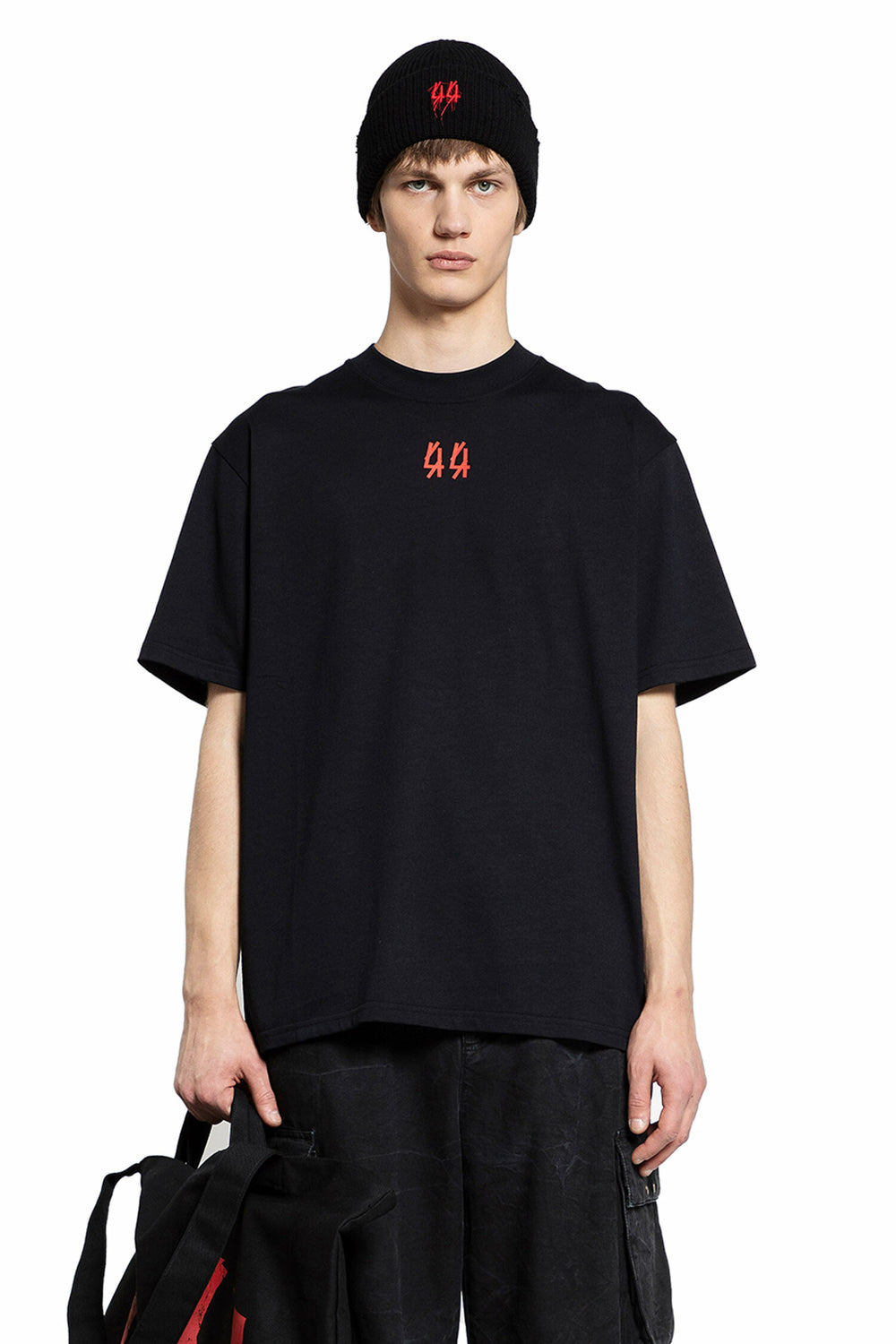 44 LABEL GROUP MAN BLACK T-SHIRTS & TANK TOPS