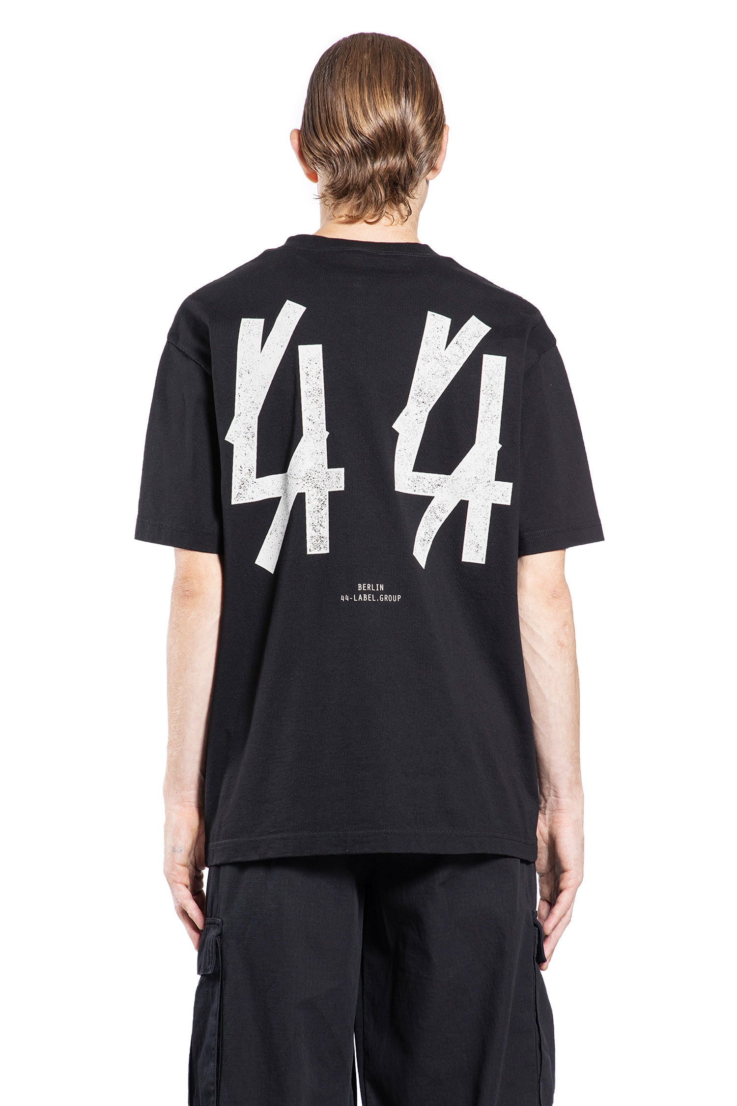 44 LABEL GROUP MAN BLACK T-SHIRTS & TANK TOPS