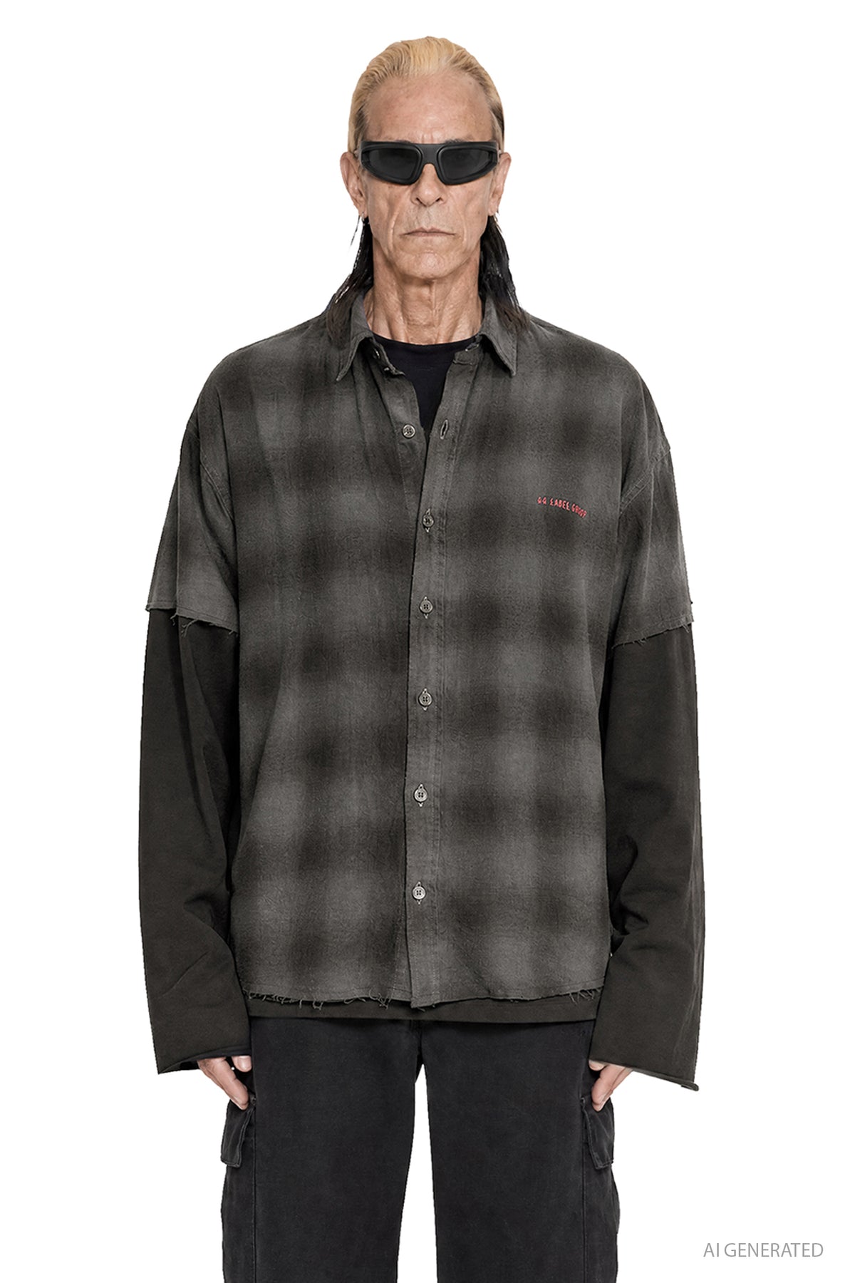 Darkened Flannel Double Shirt Tee