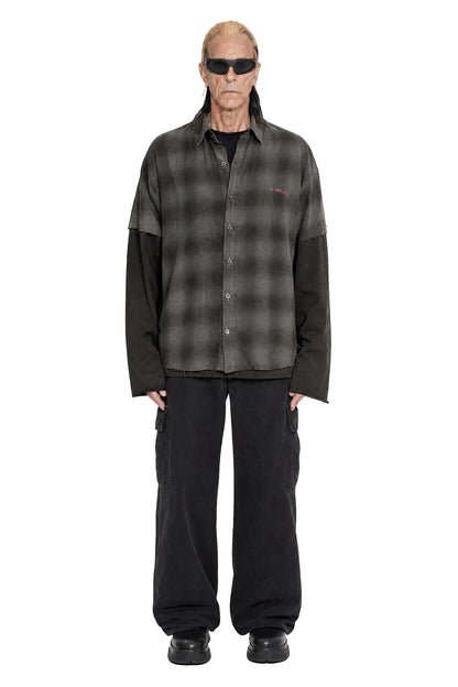 Darkened Flannel Double Shirt Tee