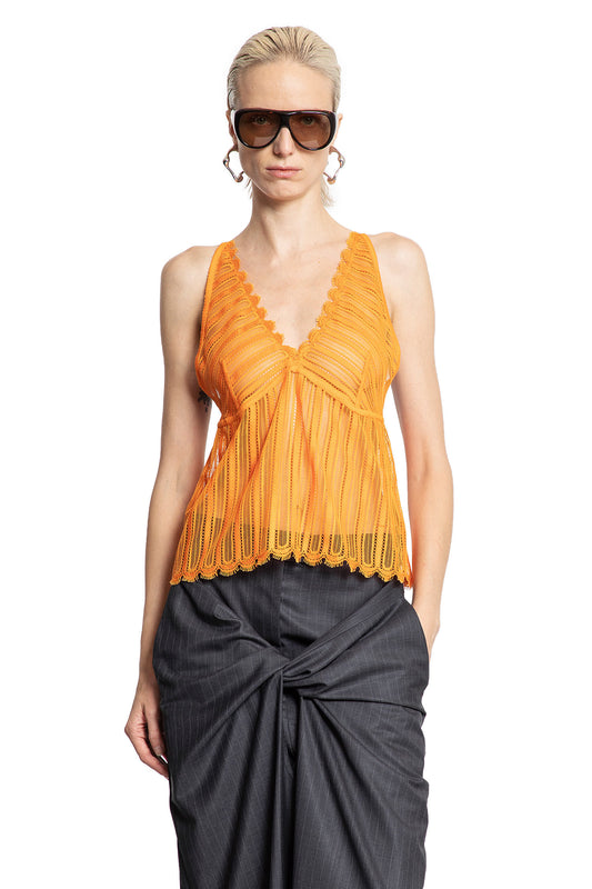 Sheer Lace and Check Cotton Tank Top - Antonioli.eu